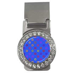 3d Squares On A Blue Background Money Clip (cz)