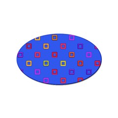 3d Squares On A Blue Background Sticker (oval) by LalyLauraFLM