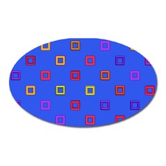 3d Squares On A Blue Background Magnet (oval) by LalyLauraFLM