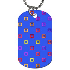 3d Squares On A Blue Background Dog Tag (one Side)