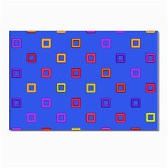 3d Squares On A Blue Background Postcard 4 x 6  (pkg Of 10) by LalyLauraFLM