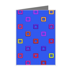 3d Squares On A Blue Background Mini Greeting Card by LalyLauraFLM