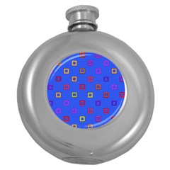 3d Squares On A Blue Background Hip Flask (5 Oz)