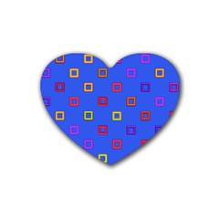 3d Squares On A Blue Background Heart Coaster (4 Pack)