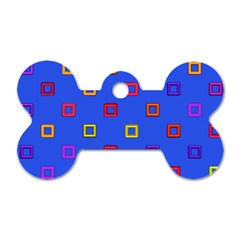 3d Squares On A Blue Background Dog Tag Bone (two Sides)