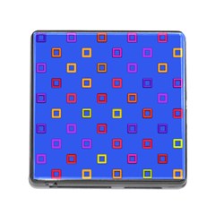 3d Squares On A Blue Background Memory Card Reader (square)