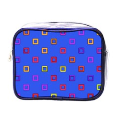 3d Squares On A Blue Background Mini Toiletries Bag (one Side) by LalyLauraFLM