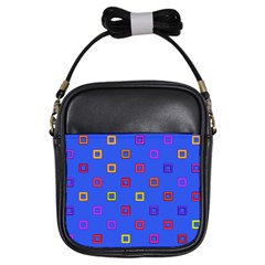 3d Squares On A Blue Background Girls Sling Bag by LalyLauraFLM