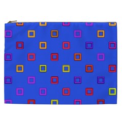 3d Squares On A Blue Background Cosmetic Bag (xxl) by LalyLauraFLM