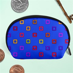 3d Squares On A Blue Background Accessory Pouch by LalyLauraFLM