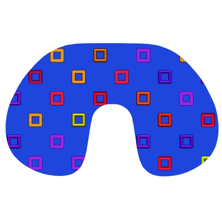 3d squares on a blue background Travel Neck Pillow