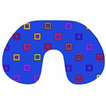 3d squares on a blue background Travel Neck Pillow Back