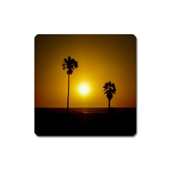 Sunset Scene At The Coast Of Montevideo Uruguay Square Magnet