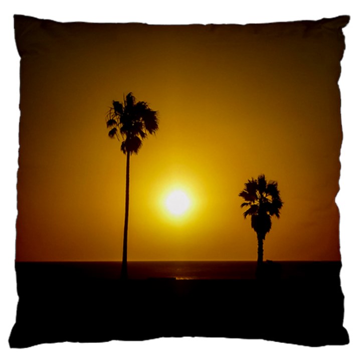 Sunset Scene at the Coast of Montevideo Uruguay Large Flano Cushion Cases (Two Sides) 