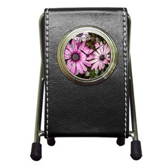 Beautiful Colourful African Daisies  Pen Holder Desk Clocks by OZMedia