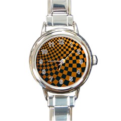 Abstract Square Checkers  Round Italian Charm Watches