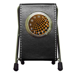 Abstract Square Checkers  Pen Holder Desk Clocks