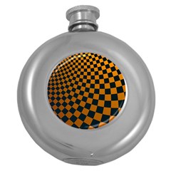 Abstract Square Checkers  Round Hip Flask (5 Oz)