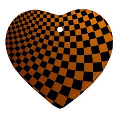 Abstract Square Checkers  Heart Ornament (2 Sides)