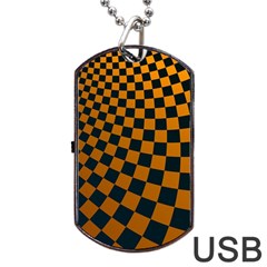 Abstract Square Checkers  Dog Tag Usb Flash (one Side) by OZMedia