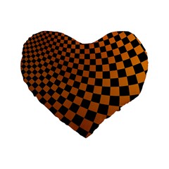 Abstract Square Checkers  Standard 16  Premium Flano Heart Shape Cushions by OZMedia