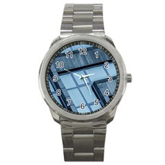 Abstract View Of Modern Buildings Sport Metal Watches