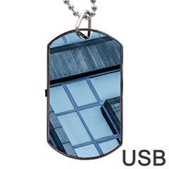 Abstract View Of Modern Buildings Dog Tag Usb Flash (one Side) by OZMedia