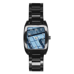 Abstract View Of Modern Buildings Stainless Steel Barrel Watch