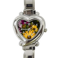 Beautiful Colourful African Daisies  Heart Italian Charm Watch by OZMedia