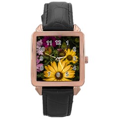 Beautiful Colourful African Daisies  Rose Gold Watches by OZMedia