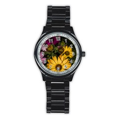 Beautiful Colourful African Daisies  Stainless Steel Round Watches by OZMedia