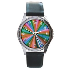 Abstract Rainbow Round Metal Watches