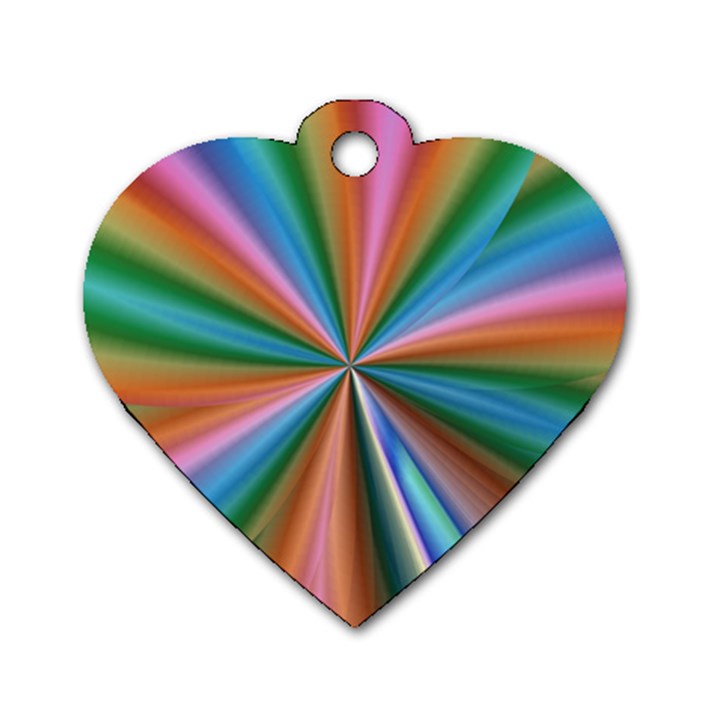 Abstract Rainbow Dog Tag Heart (One Side)