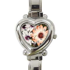 Beautiful Colourful African Daisies Heart Italian Charm Watch