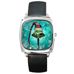 I Wish You A Merry Christmas, Funny Skull Mushrooms Square Metal Watches by FantasyWorld7