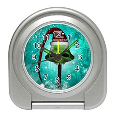 I Wish You A Merry Christmas, Funny Skull Mushrooms Travel Alarm Clocks by FantasyWorld7