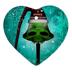 I Wish You A Merry Christmas, Funny Skull Mushrooms Heart Ornament (2 Sides)