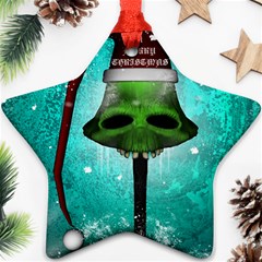 I Wish You A Merry Christmas, Funny Skull Mushrooms Star Ornament (two Sides) 