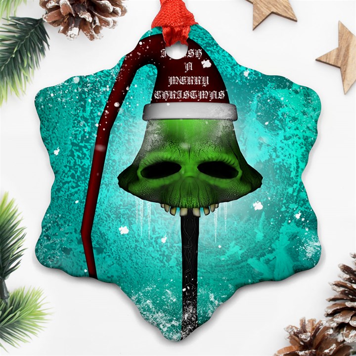 I Wish You A Merry Christmas, Funny Skull Mushrooms Ornament (Snowflake) 