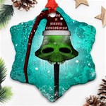 I Wish You A Merry Christmas, Funny Skull Mushrooms Snowflake Ornament (2-Side) Front