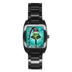 I Wish You A Merry Christmas, Funny Skull Mushrooms Stainless Steel Barrel Watch by FantasyWorld7