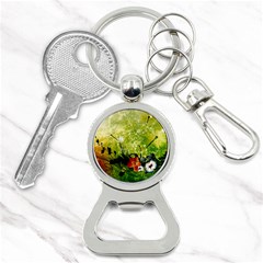 Awesome Flowers And Lleaves With Dragonflies On Red Green Background With Grunge Bottle Opener Key Chains by FantasyWorld7