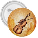 Wonderful Violin With Violin Bow On Soft Background 3  Buttons Front