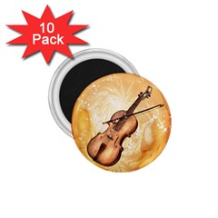 Wonderful Violin With Violin Bow On Soft Background 1 75  Magnets (10 Pack)  by FantasyWorld7