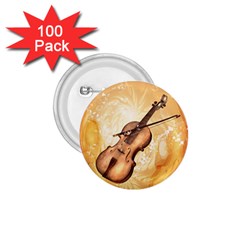 Wonderful Violin With Violin Bow On Soft Background 1 75  Buttons (100 Pack)  by FantasyWorld7