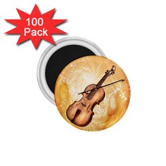 Wonderful Violin With Violin Bow On Soft Background 1 75  Magnets (100 Pack)  by FantasyWorld7