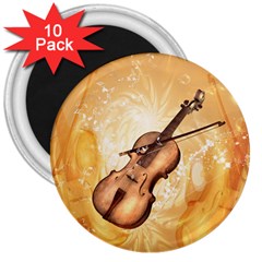 Wonderful Violin With Violin Bow On Soft Background 3  Magnets (10 Pack) 