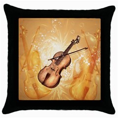 Wonderful Violin With Violin Bow On Soft Background Throw Pillow Cases (black) by FantasyWorld7