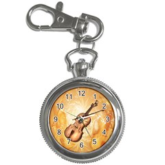 Wonderful Violin With Violin Bow On Soft Background Key Chain Watches by FantasyWorld7