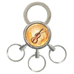 Wonderful Violin With Violin Bow On Soft Background 3-ring Key Chains